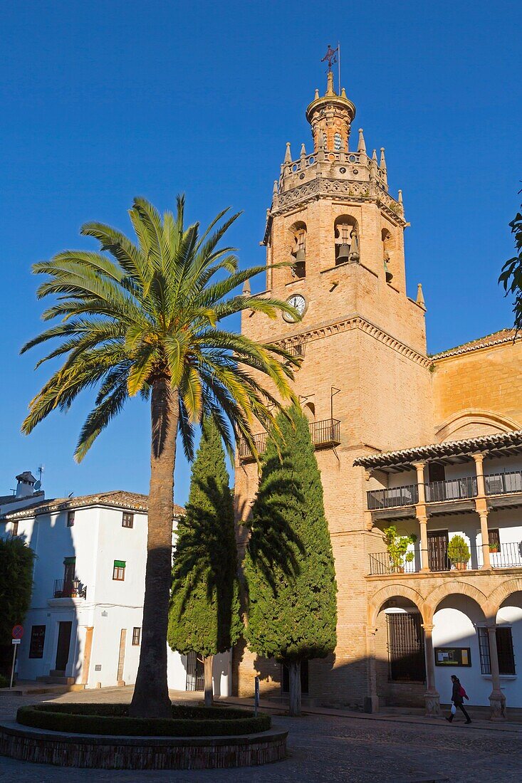 Ronda, Malaga Province, Andalusia, southern Spain. Church of Santa Maria la Mayor in Plaza Duquesa de Parcent.