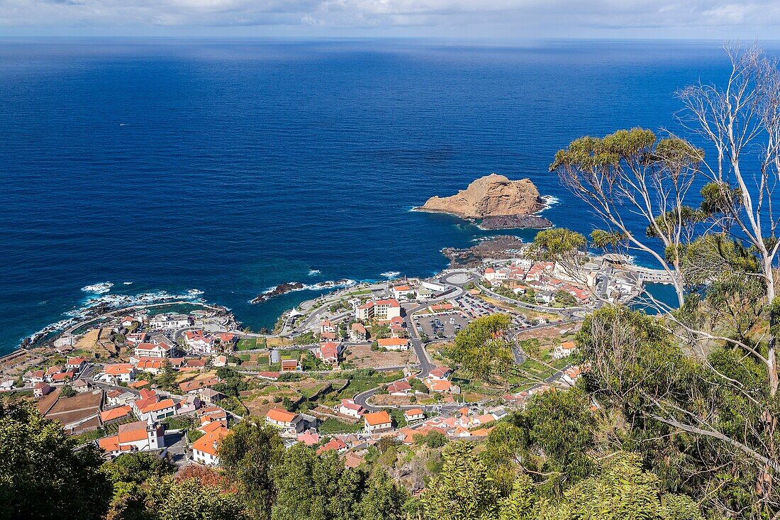 Porto Moniz seen from Miradouro Porto Moniz at North Coast of Madeira, Portugal.
