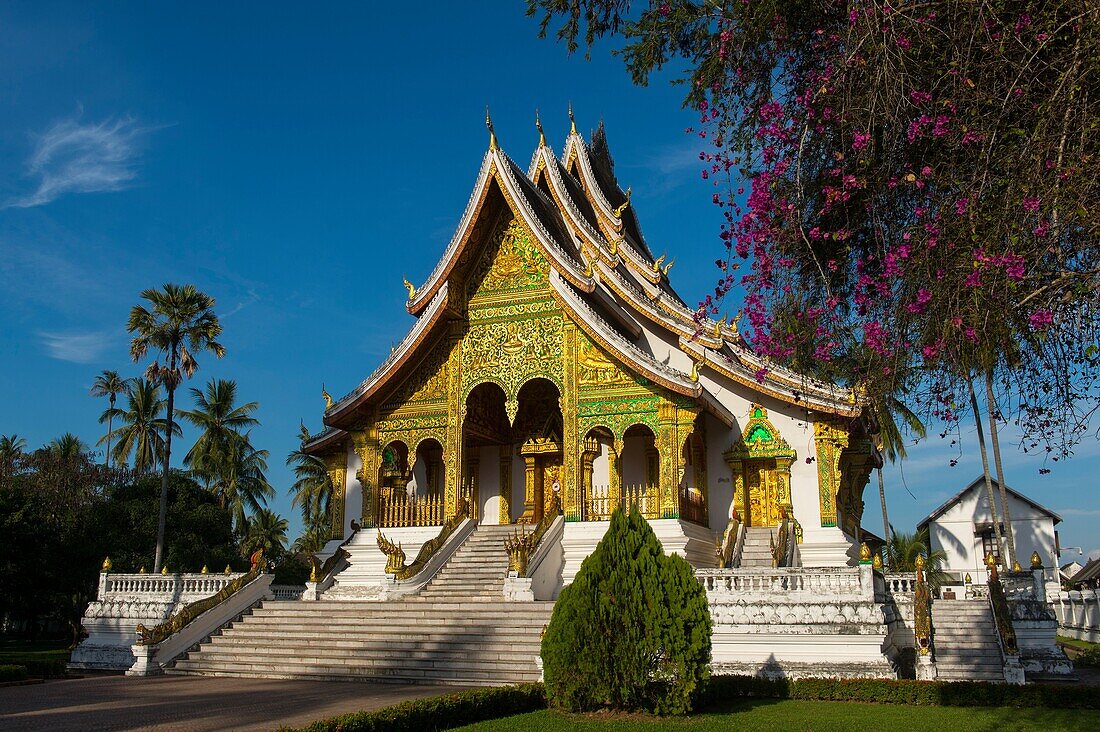 The Haw Pha Bang (the Royal temple) at the Royal Palace Museum in the UNESCO world heritage town of Luang Prabang in Central Laos.