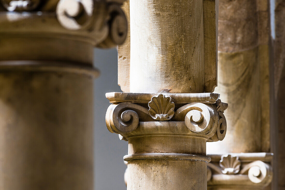 Columns in a manor house, Old Town, Palma de Mallorca, Mallorca, Spain