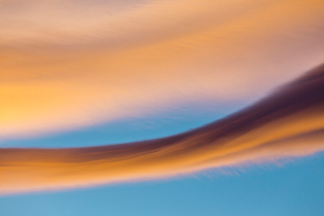 Lenticular clouds at sunset in spring, Patagonia, Argentina