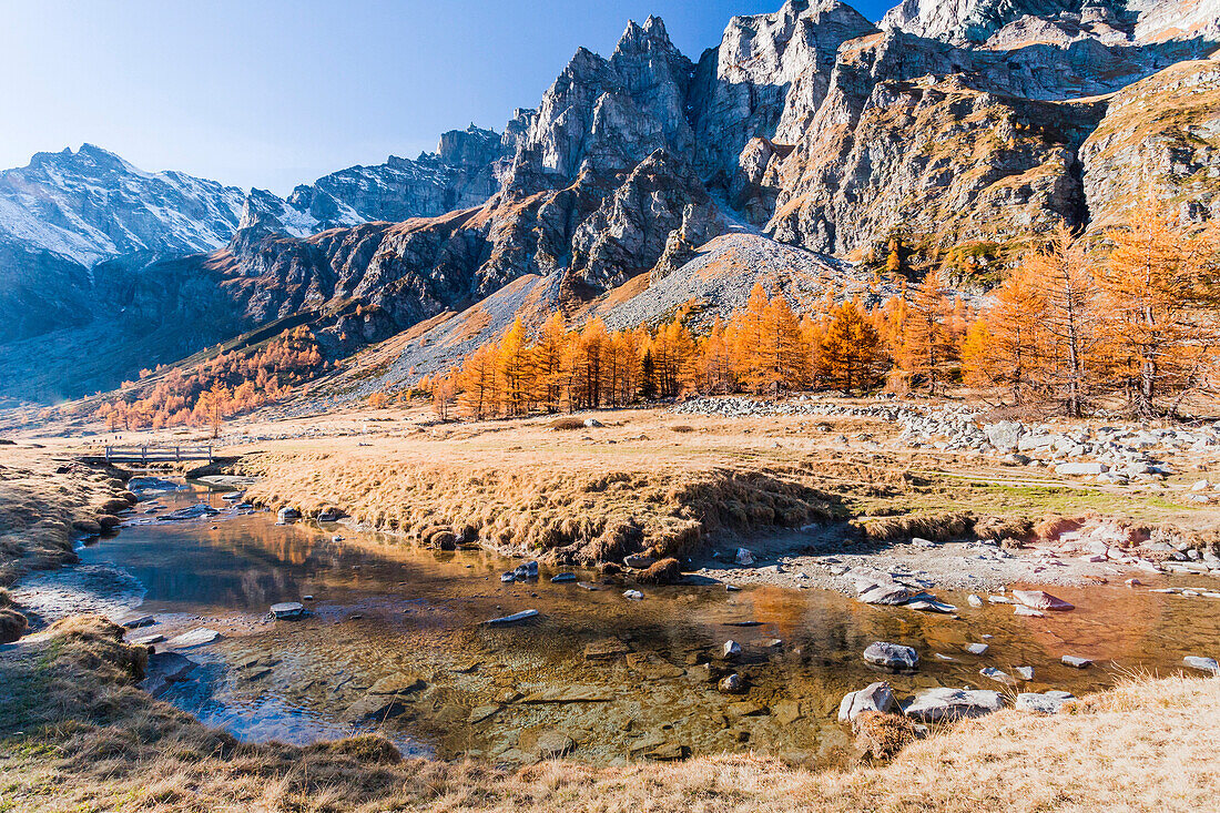 The rio Buscagna at the entrance of Val Buscagna, Alpe Devero, Antigorio valley, Piedmont, Italy