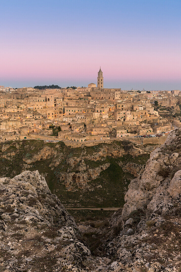 Dawn's light on Matera, Matera province, Basilicata, Italy