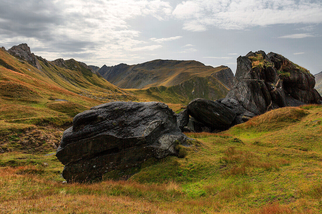 Particular volcanic formations near Passo di Gana Negra, Blenio valley, Canton Ticino, Switzerland, Europe