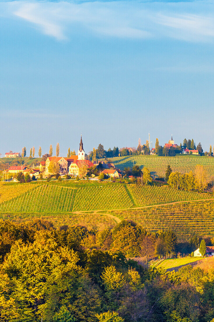 View of the villages of Svetinje and Jeruzalem. Ormoz, Drava region, Slovenia