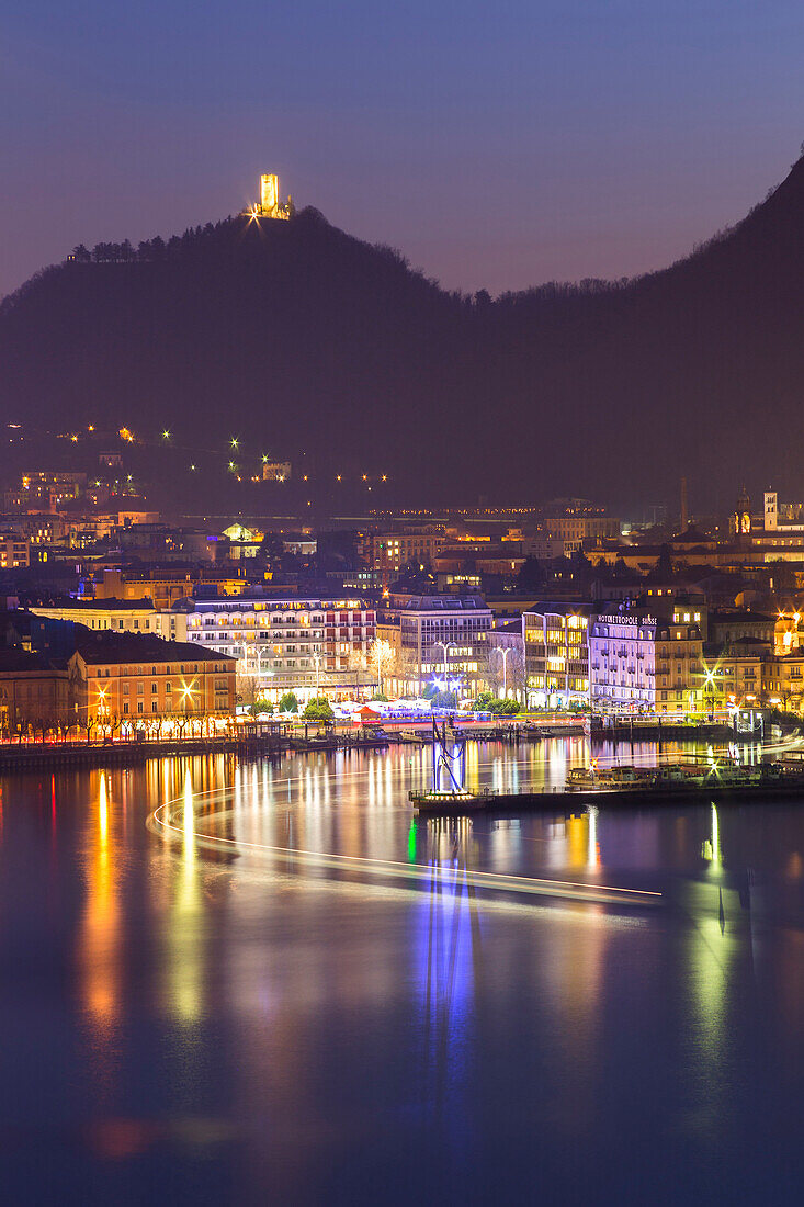 Lights of Como, lake Como, Lombardy, Italy, Europe