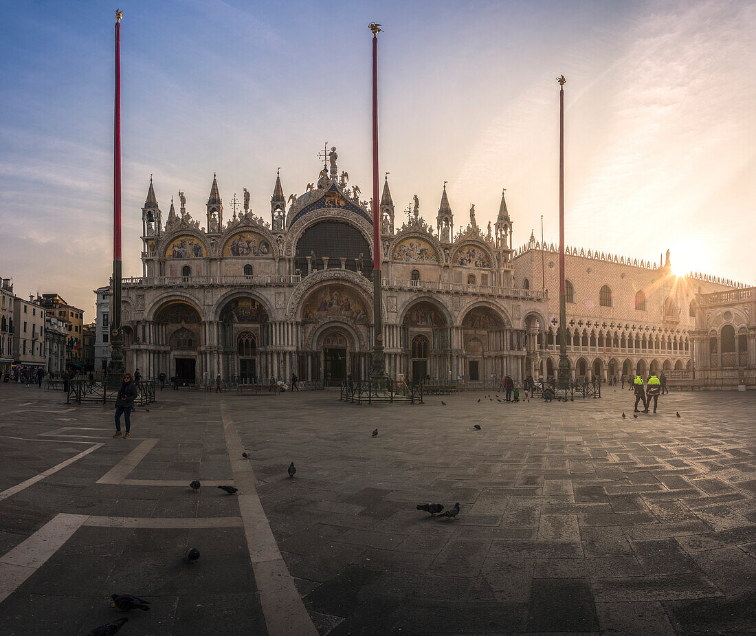 Venice, Veneto, Italy. View over St Mark's Basilica and Doge's Palace.