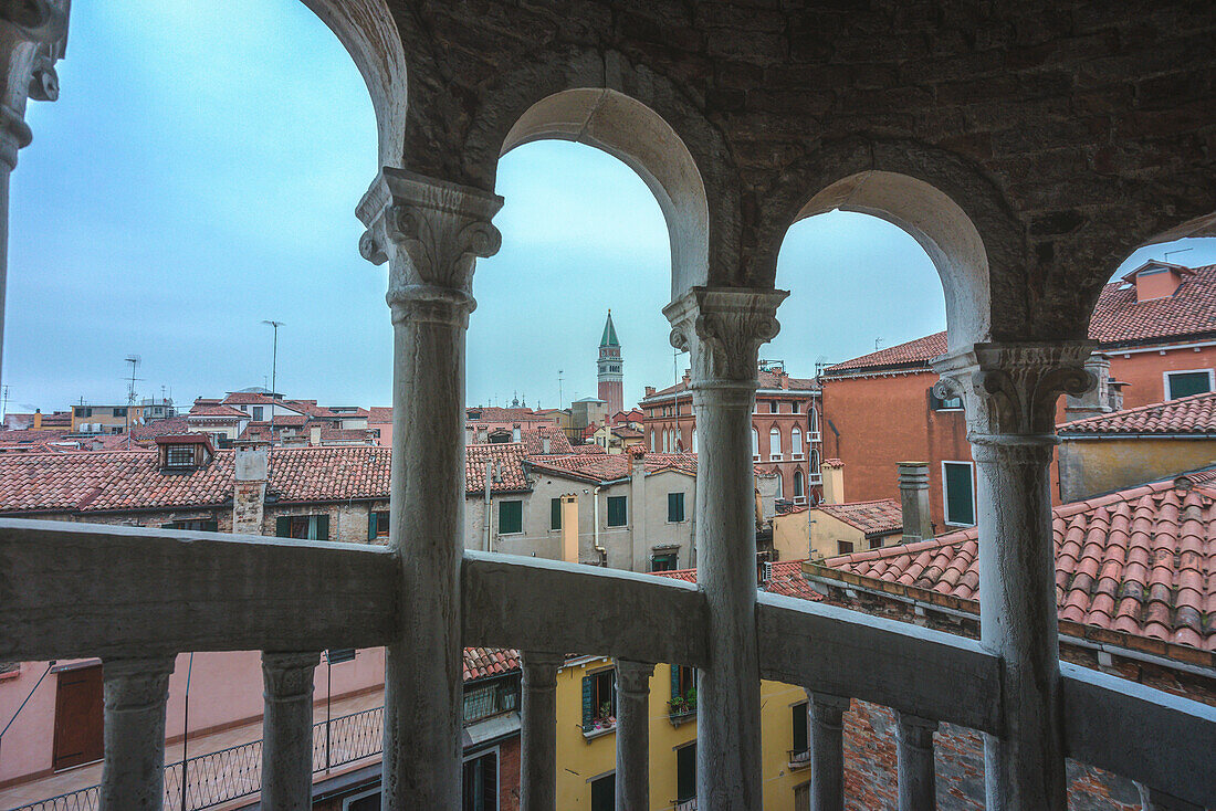 View from the summit of Contarini Dal Bovolo Stairway, Venice, Veneto, Italy