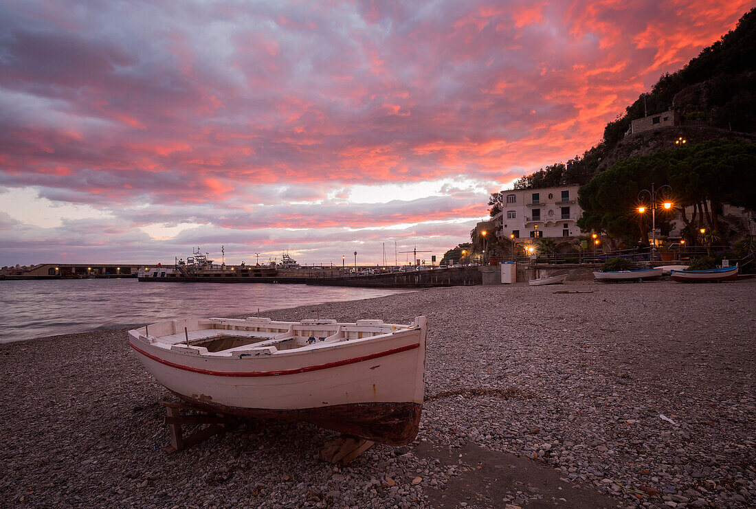 The beach of Cetara, Salerno province, Campania, Italy, Europe