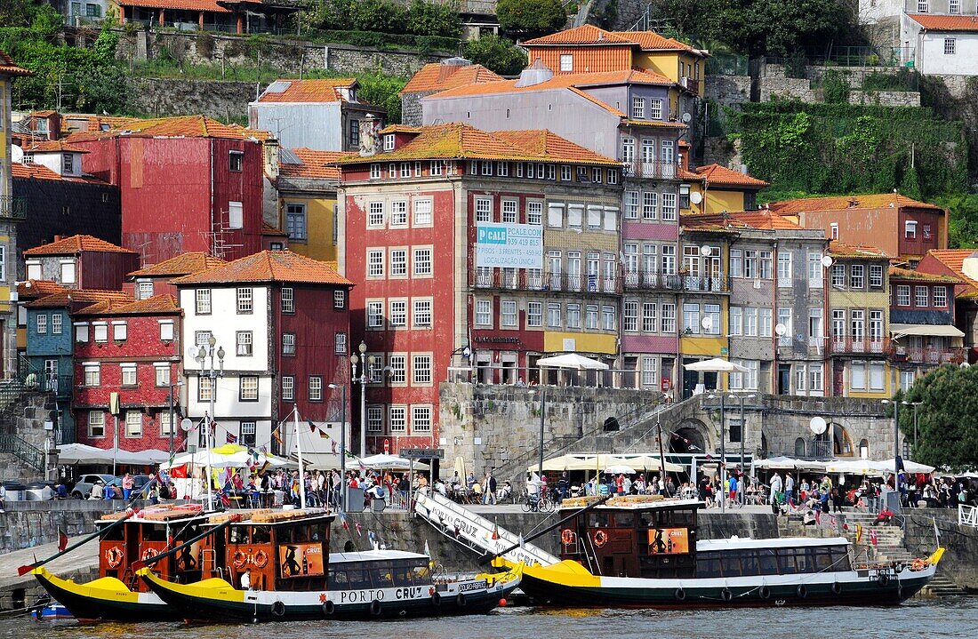 Cais da Ribeira, historical district of Ribeira, Porto, Portugal.