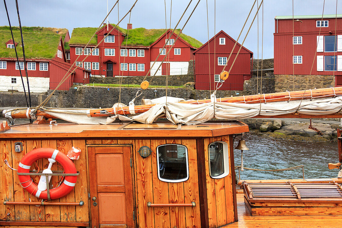 Traditional wooden boat, Torshavn, Streymoy Island, Faroe Islands, Denmark