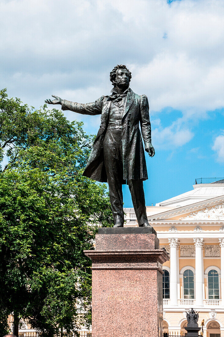 Monument to Alexander Pushkin on Arts Square in front of the State Russian Museum, Saint Petersburg, Russia
