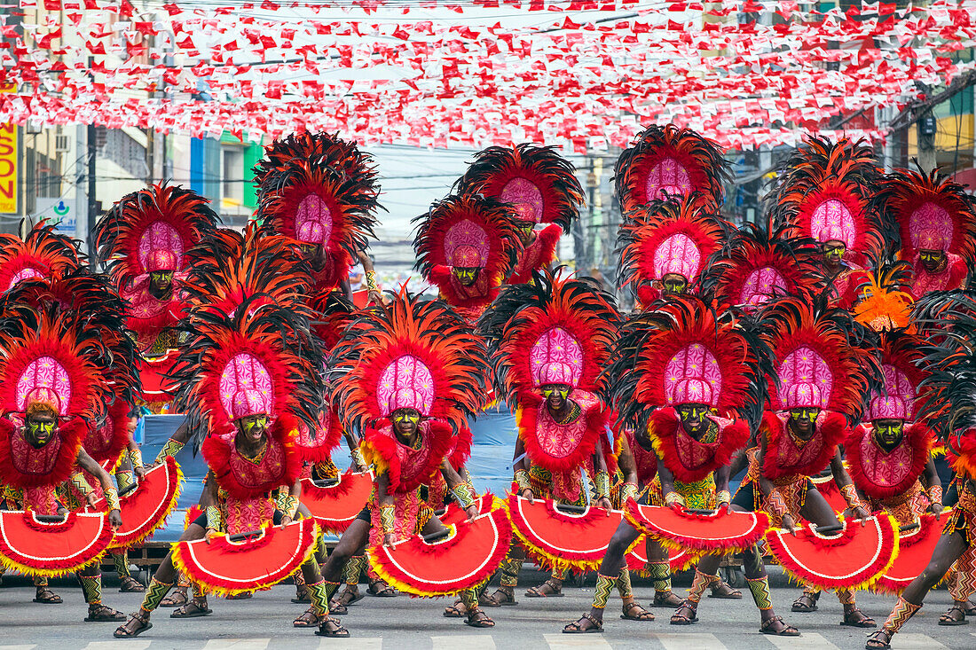 Ati warriors from Tribu Baybayanon at 2015 Dinagyang Festival, Iloilo City, Western Visayas, Philippines
