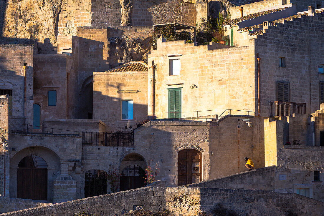 Foreshortening of Sassi of Matera, Matera district, Basilicata, Italy