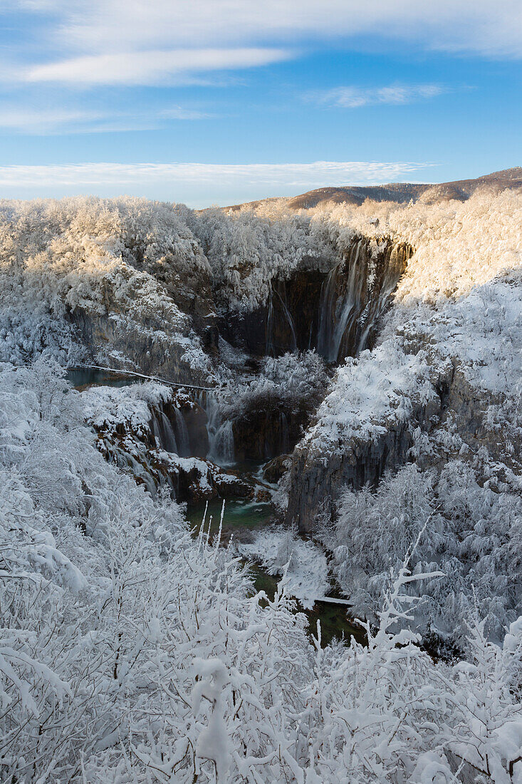 Plitvice Lakes National Park in winter, Plitvicka Jezera, Lika and Senj County, Croatia