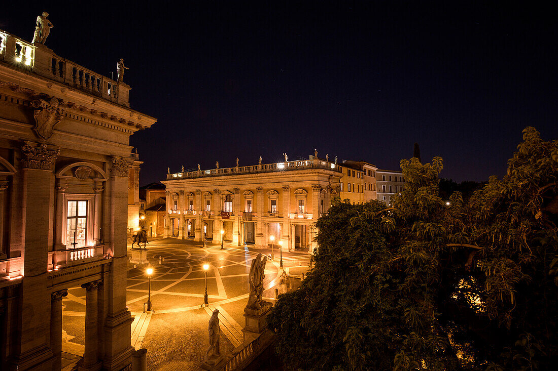 Italy, Lazio, Province of Rome, Rome. Capitolium by night