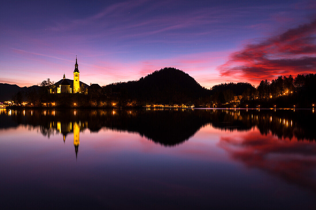 Bled Island and Lake Bled. Bled, Upper Carniolan region, Slovenia