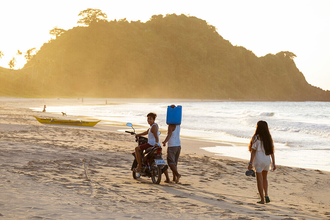 Filipinos in Nacpan Beach, El Nido, Palawan, Philippines