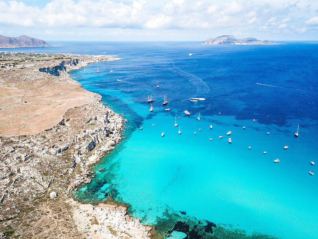 Cala Rossa, Favignana island, Aegadian Islands, province of Trapani, Sicily, Italy