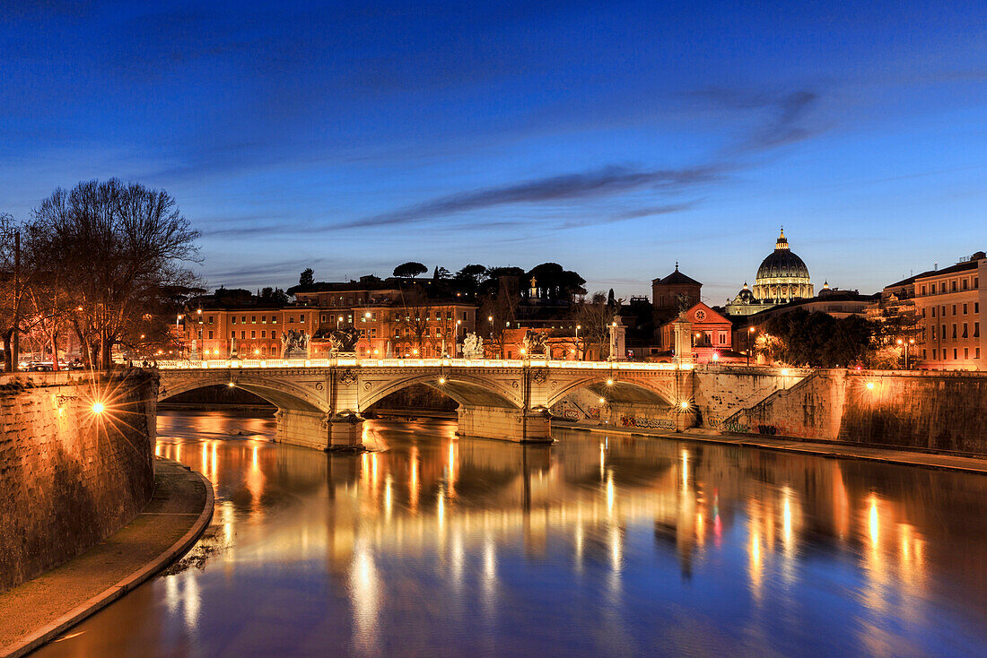 Saint Peter's Basilica at dusk .Lazio, Rome, Italy