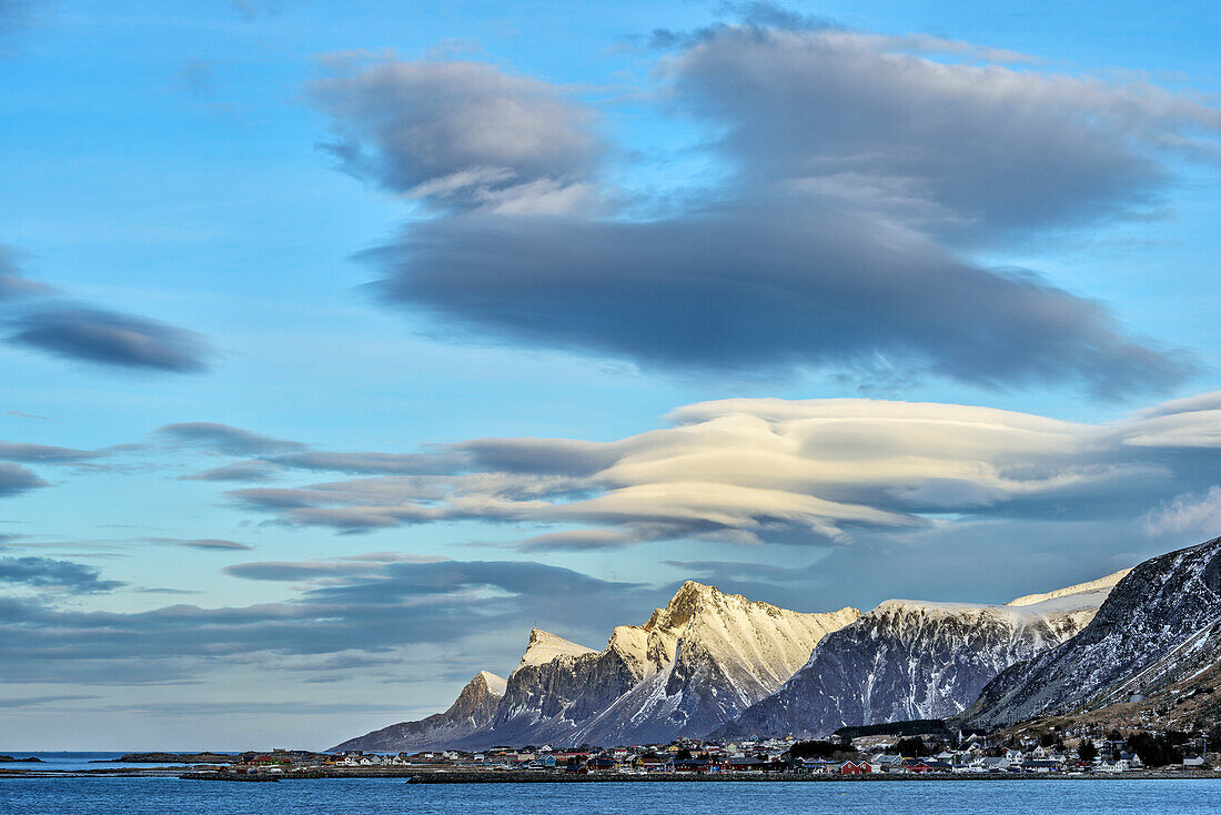 Mood of clouds above Ramberg, Lofoten, Nordland, Norway