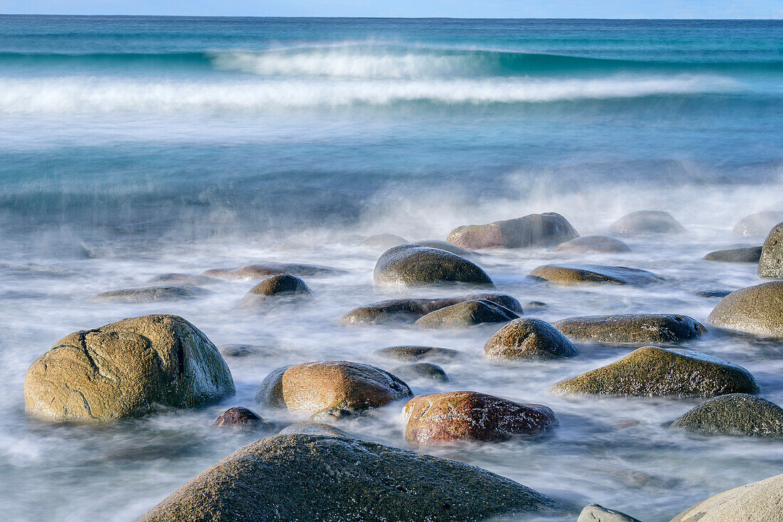 Surf bathing rocks, Lofoten, Nordland, Norway