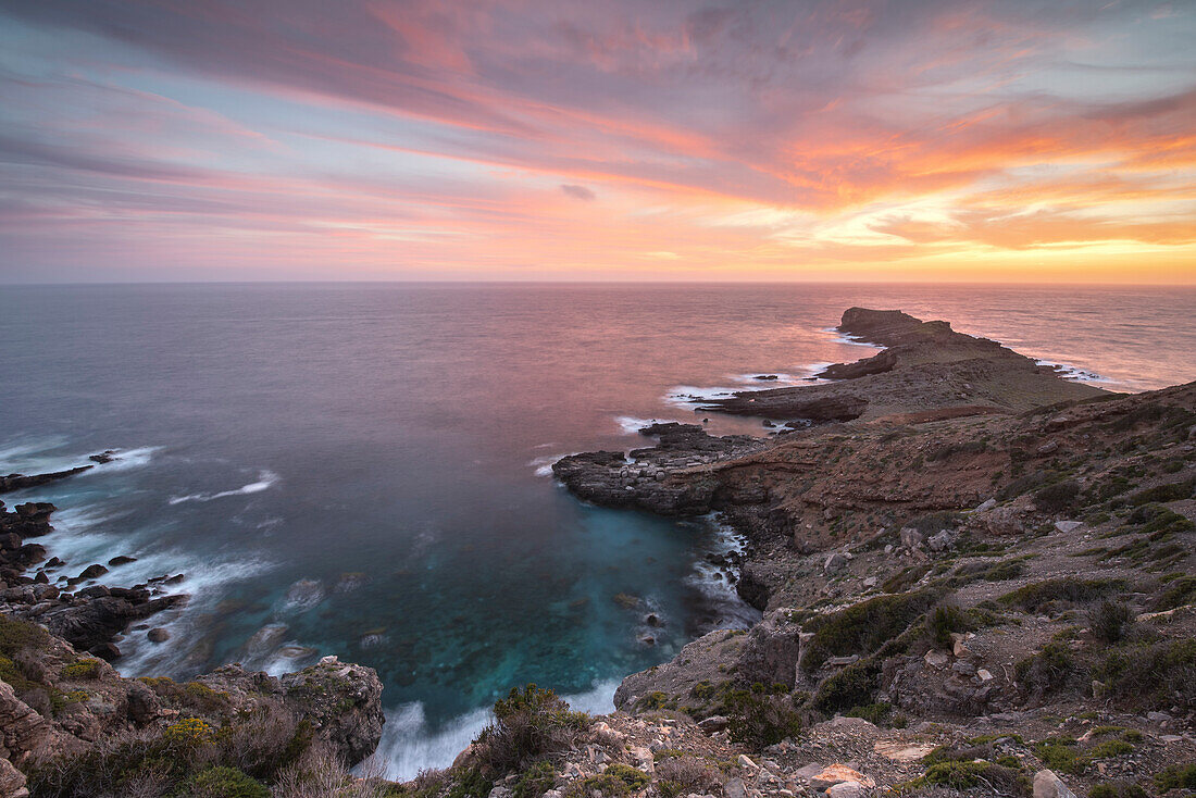 Sunset in Punta Libeccio,Marettimo,Egadi island,Trapani,Sicily,Italy,Europe