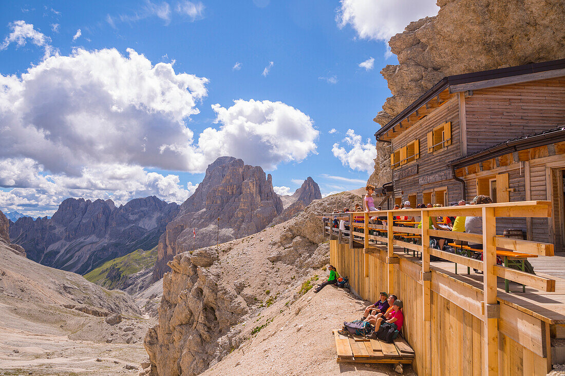 Rifugio Passo Principe, Vajolet valley, Dolomites, Fassa valley, Val di Fassa, Pozza di Fassa, Trento Province, Trentino Alto Adige, Italy