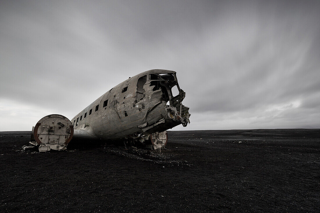 The abandoned US Navy DC plane on the beach of Solheimasandur, Sudurland, Iceland, Europe