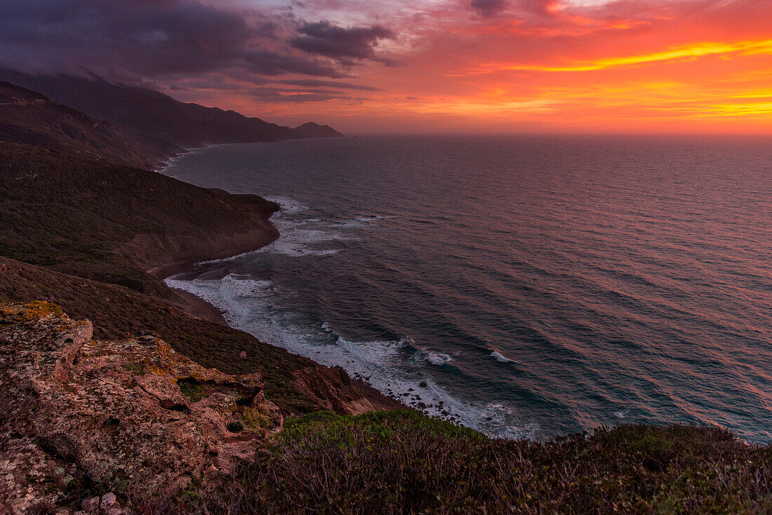 sunset on the coast, Bosa, oristano province, sardinia, italy, europe.