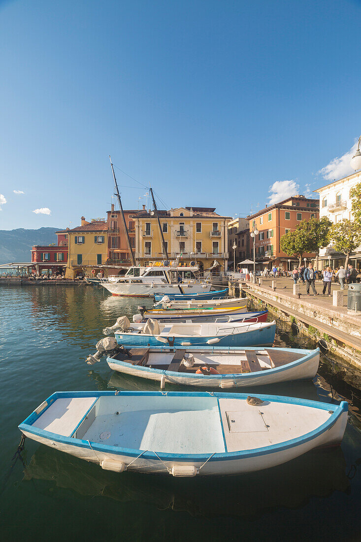 The little harbour of Malcesine on Garda Lake, Verona province, Veneto, Italy