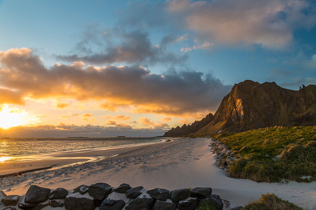 midnightsun at Bleik beach, Andoya, Vesteralen Islands, Norway