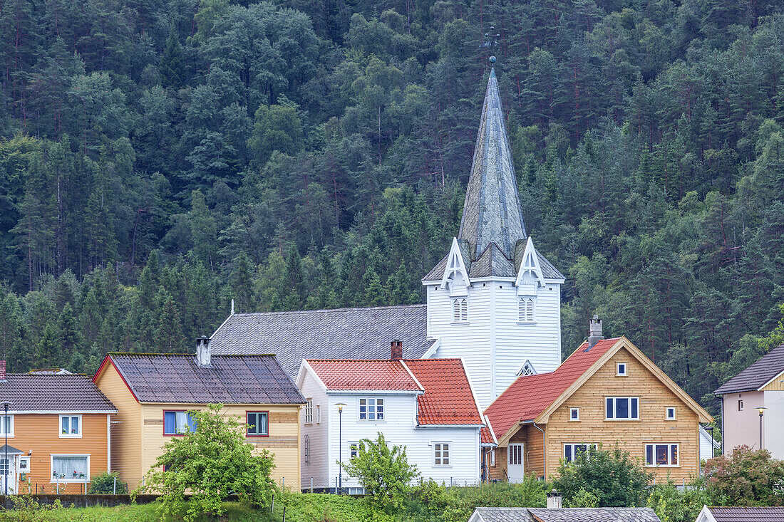 Kirche in Sand, Rogaland, Fjordnorwegen, Südnorwegen, Norwegen, Skandinavien, Nordeuropa, Europa