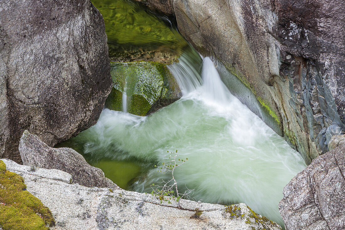 Schlucht am Bradlandsdalen, bei Nesflaten, Rogaland, Fjordnorwegen, Südnorwegen, Norwegen, Skandinavien, Nordeuropa, Europa