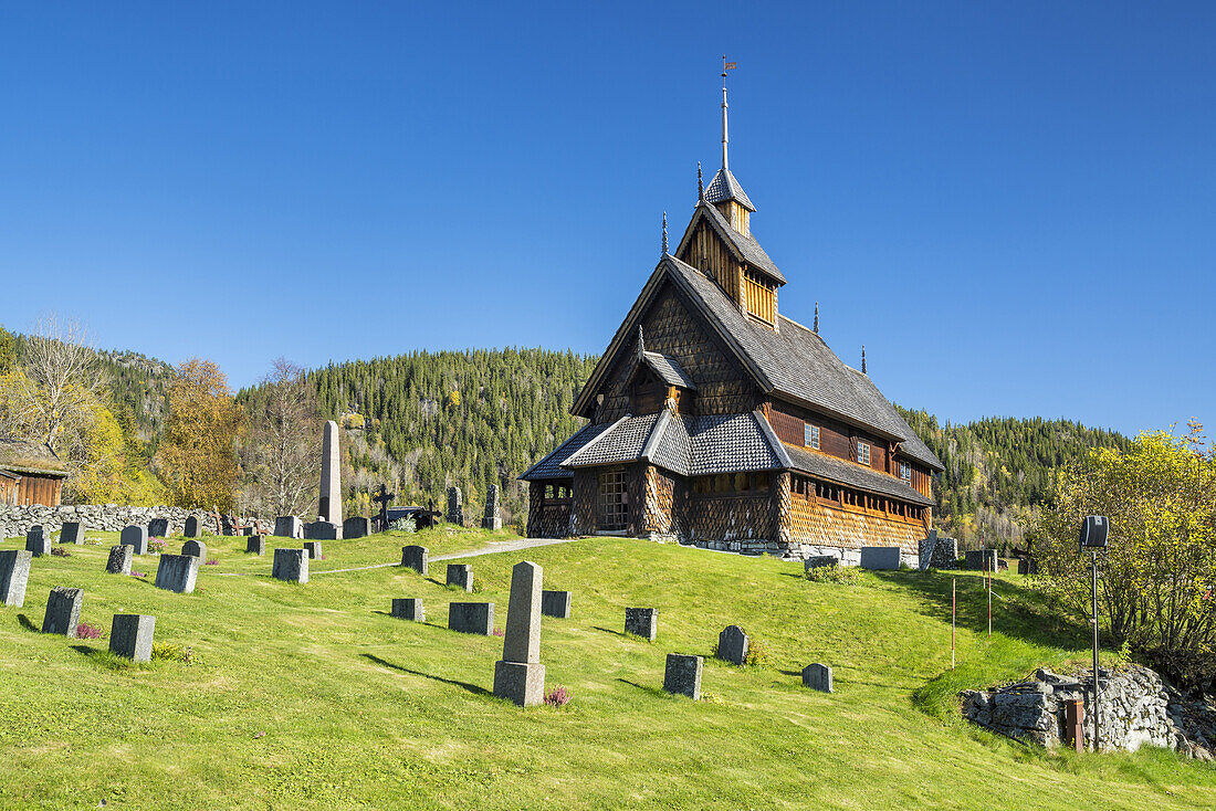 Stave church of Eidsborg, Telemark, Østlandet, Southern norway, Norway, Scandinavia, Northern Europe, Europe