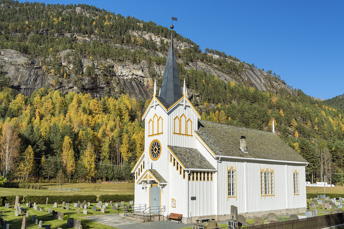 Church in Vrådal, Telemark, Østlandet, Southern norway, Norway, Scandinavia, Northern Europe, Europe