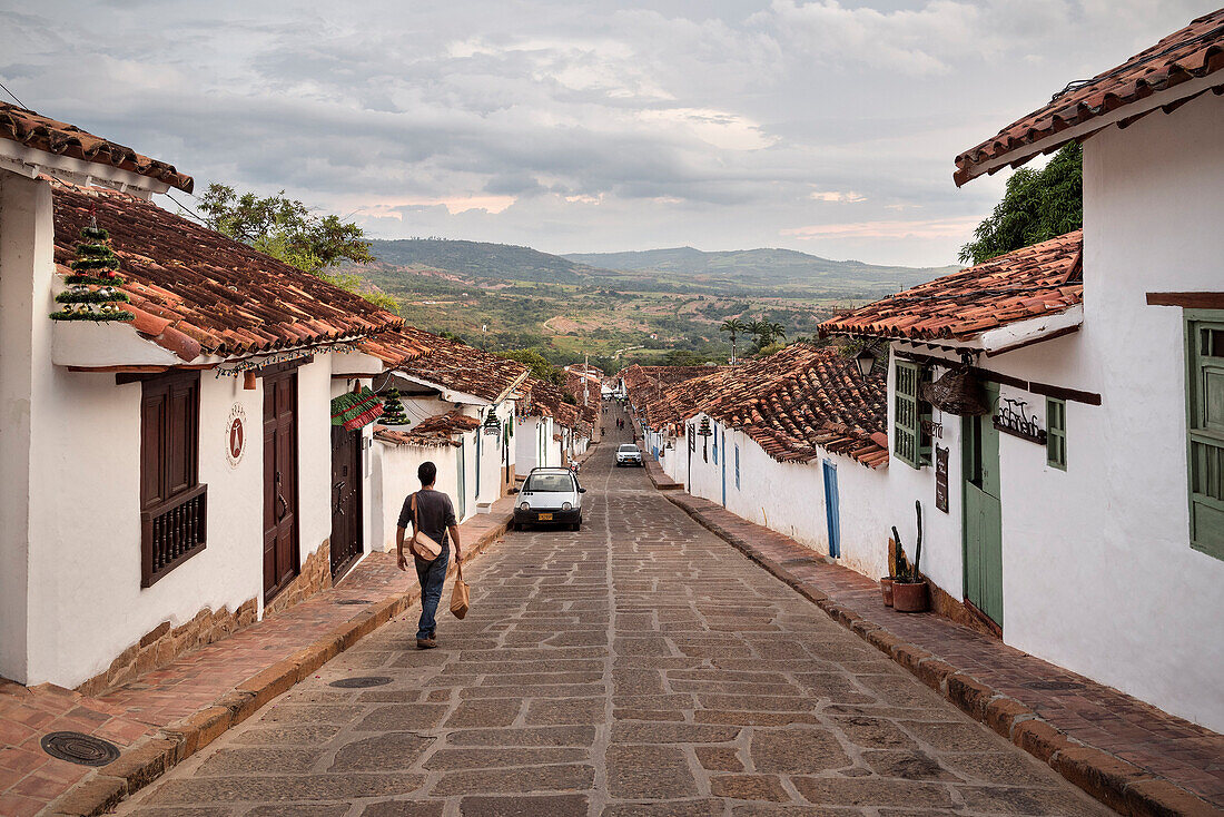 steep alleys with fantastic views at surrounding area of Barichara, Departmento Santander, Colombia, Southamerica