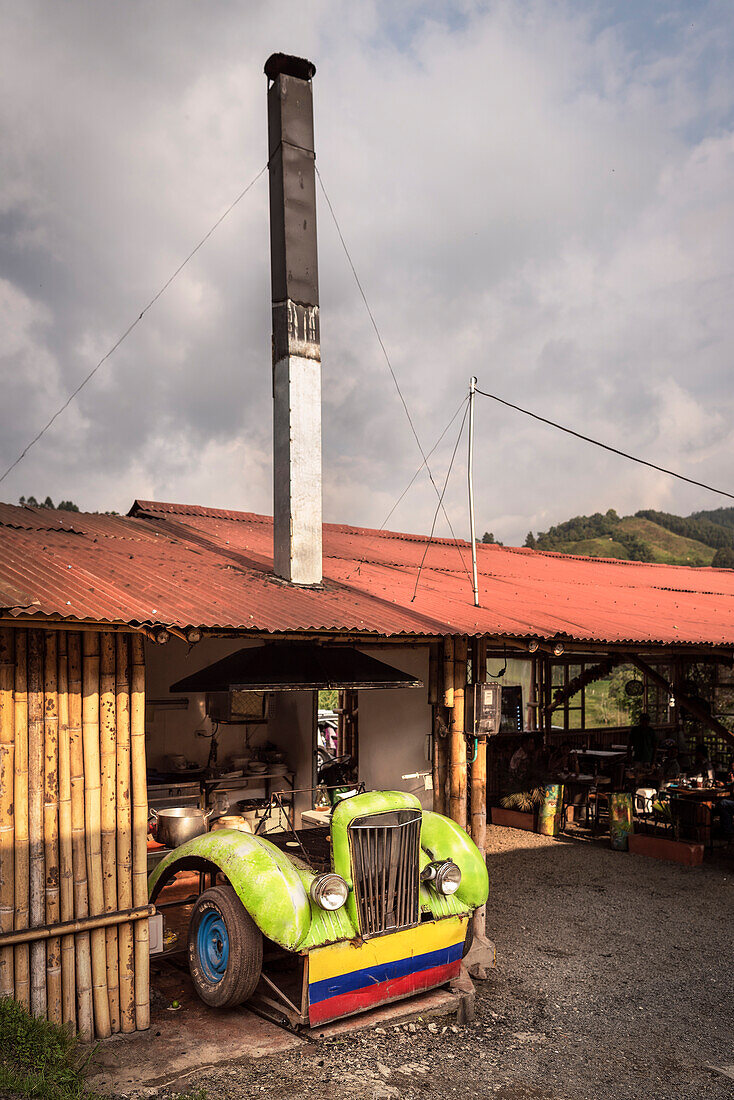 street food made from a car wreck, Salento, UNESCO World Heritage Coffee Triangle, Departmento Quindio, Colombia, Southamerica