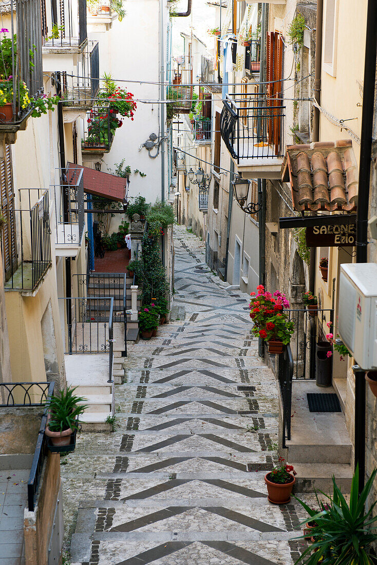 The allyways of the spa town of Caramanico Terme in the Majella National Park