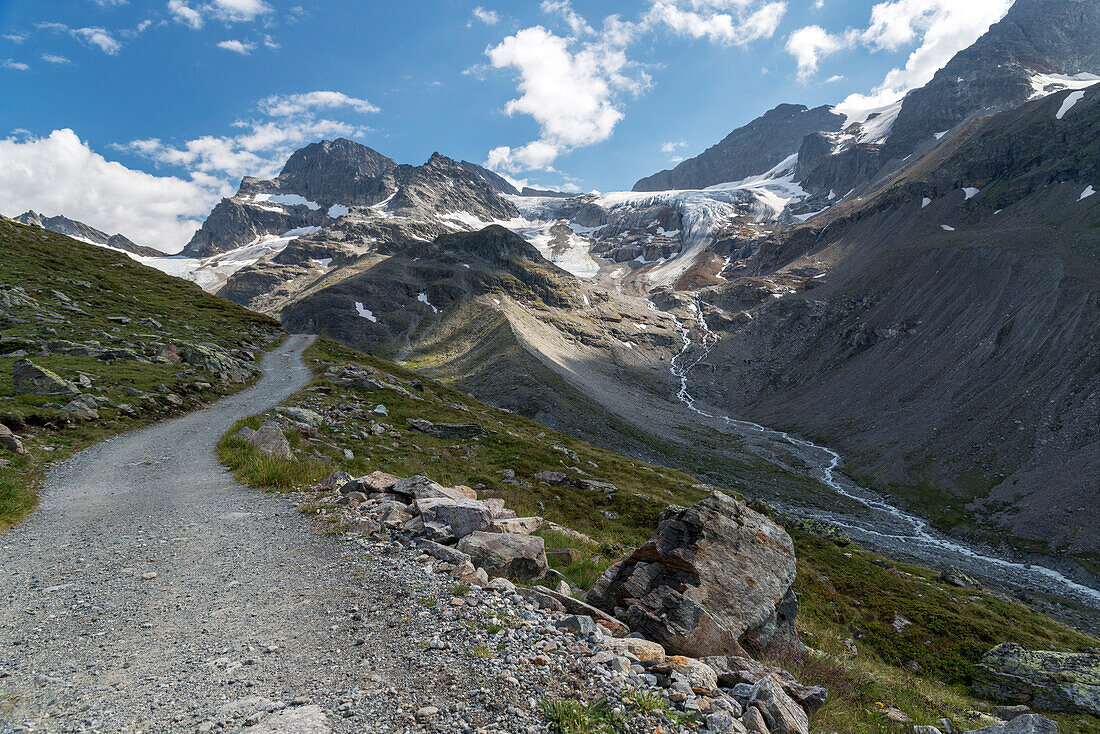 Mt. Piz Buin, Glacier Ochsentaler Gletscher, Valley Ochsental, Bludenz, Vorarlberg, Austria, Europe