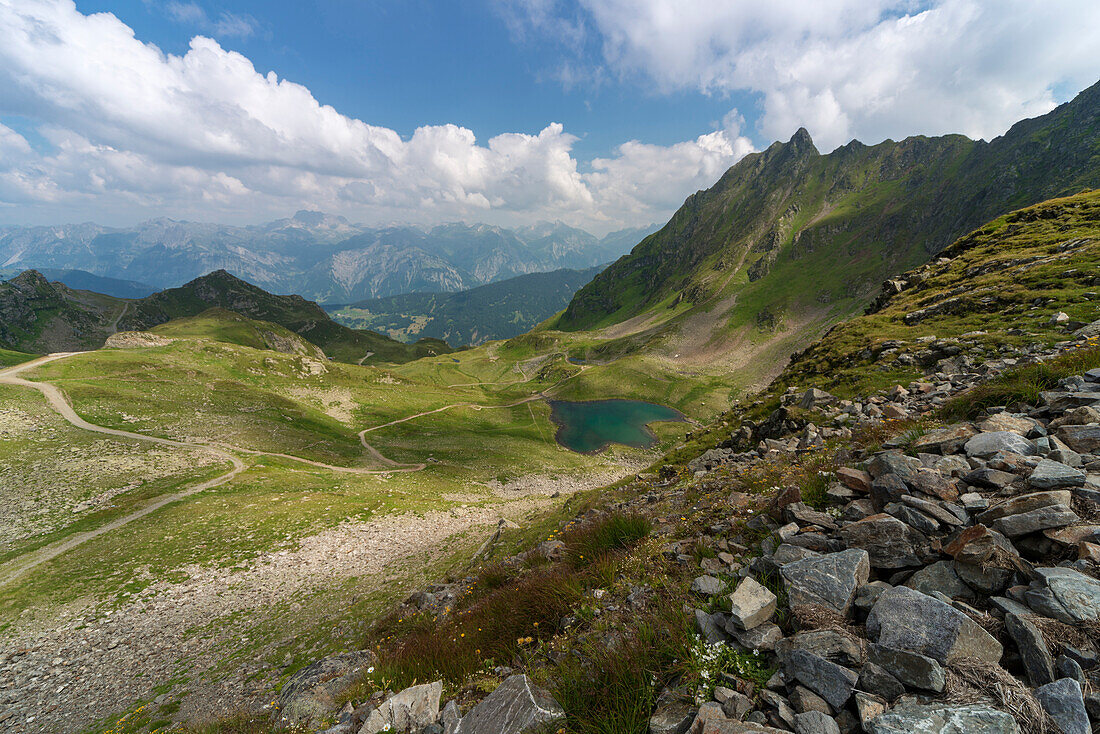 Lake Herzsee, Mt. Hochjoch, Verwall, Montafon, Bludenz, Vorarlberg, Austria, Europe
