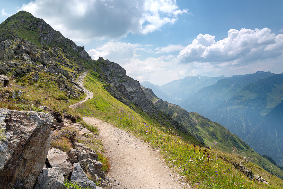 Mt. Hochjoch, footpath, Verwall, Montafon, Bludenz, Vorarlberg, Austria, Europe