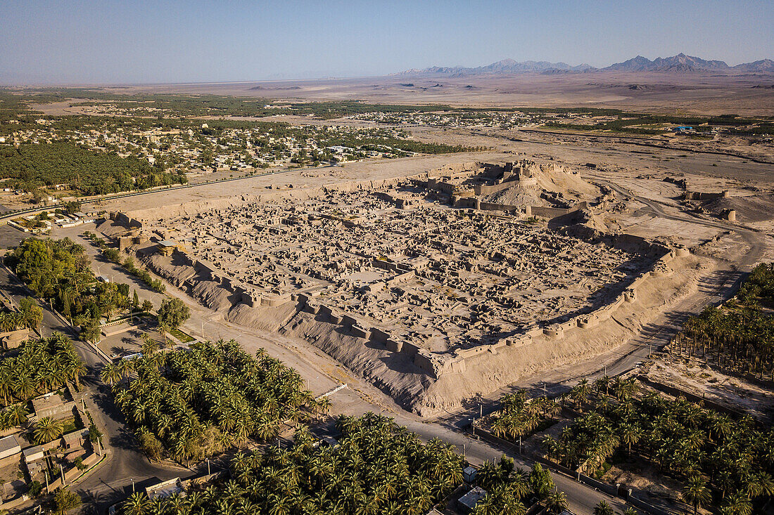 Mud city Bam from above, Iran, Asia