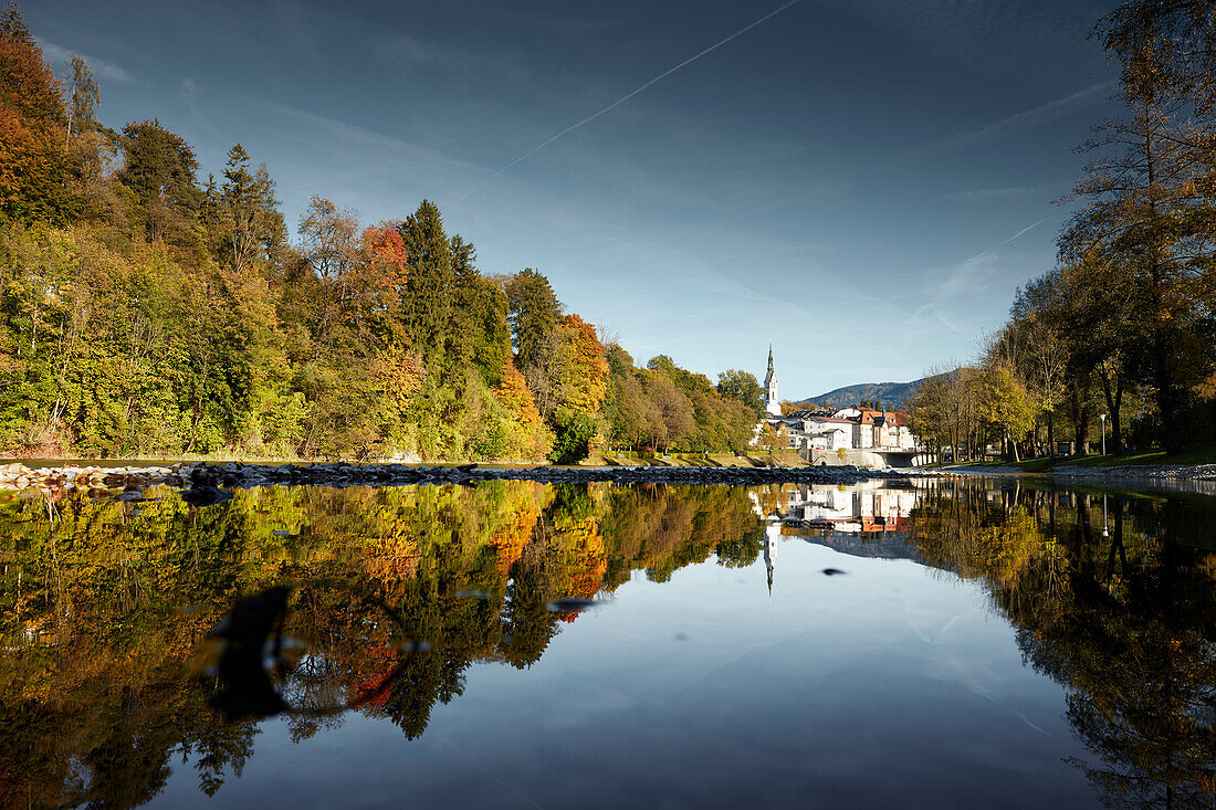 Isar stausee bei Bad Tölz, Bad Tölz, Isar, Bayern, Deutschland