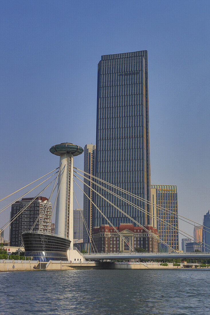 China, Tianjin City. Chingfen Bridge, Hai River