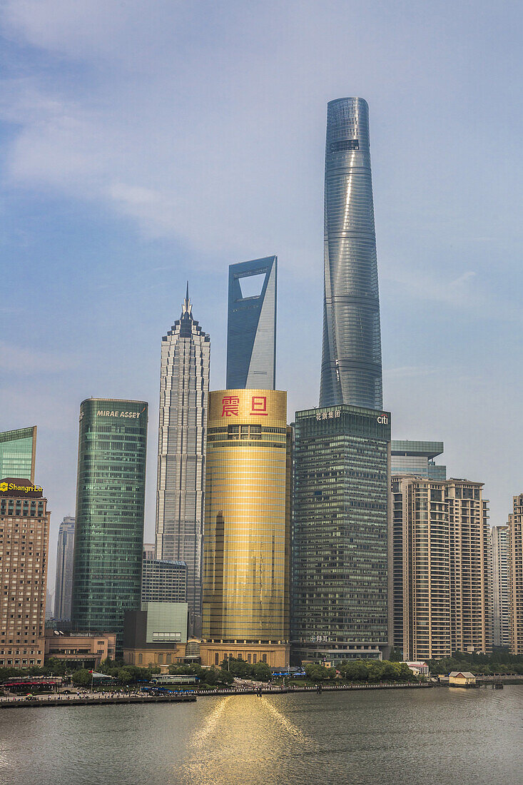 China, Shanghai City,Pudong District skyline,Jinmao,World Financial Center and Shanghai Tower