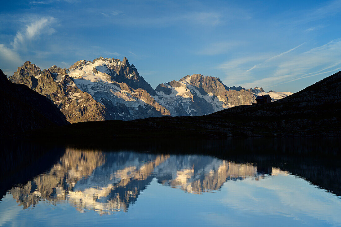 See Lac du Goléon mit Meije im Gebiet Ecrins, Lac du Goléon, Nationalpark Ecrins, Dauphine, Dauphiné, Hautes Alpes, Frankreich