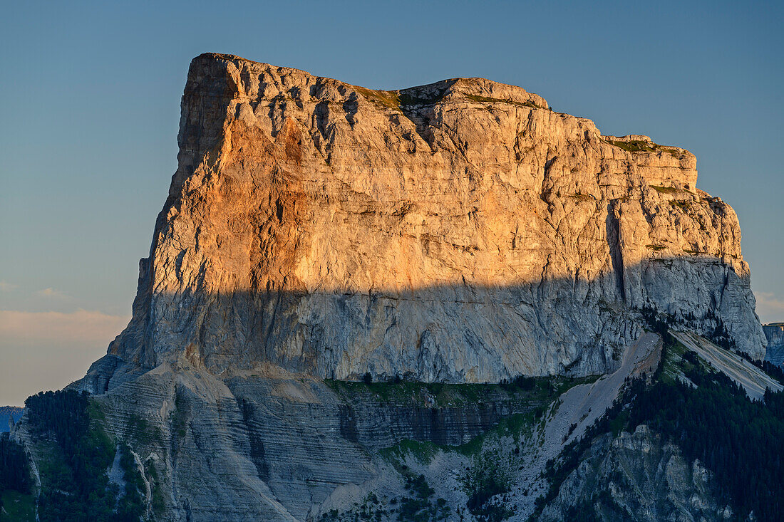 Mont Aiguille in the sunset, from the Grand Brison, Vercors, Dauphine, Dauphine, Isère, France