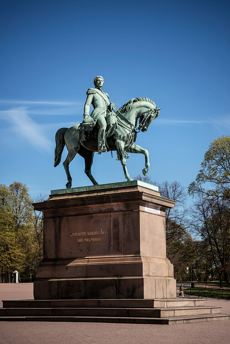Reiter Statue auf dem Schloßplatz, königliches Schloss, Oslo, Norwegen, Skandinavien, Europa