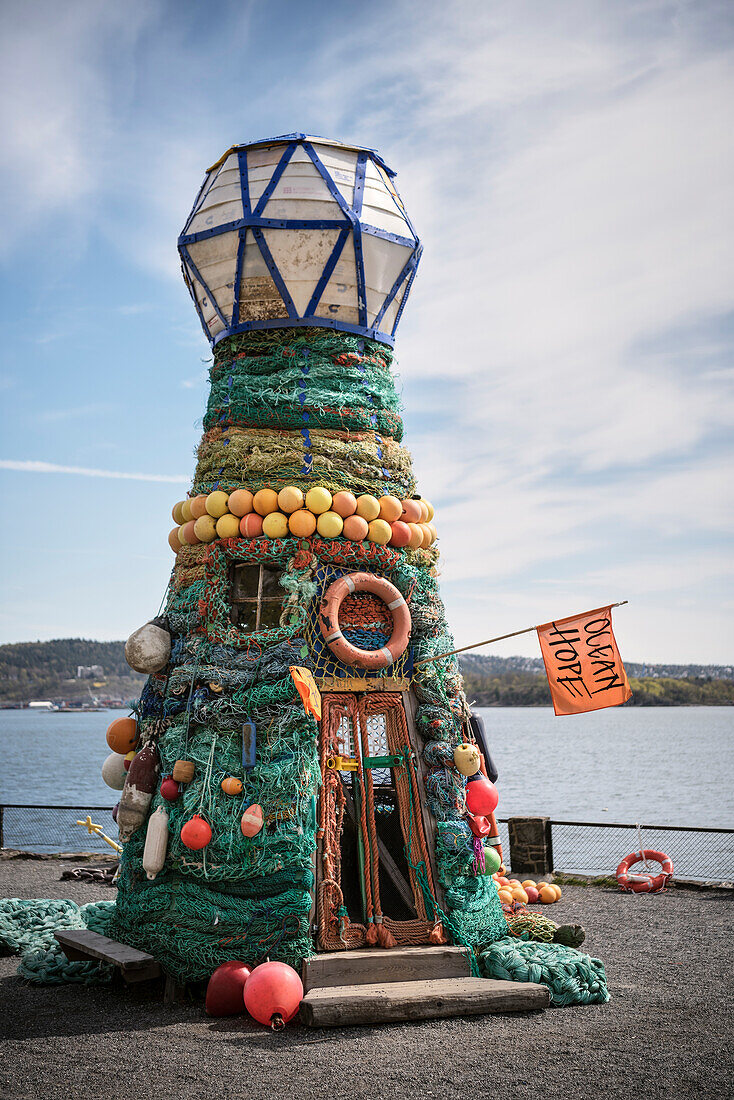 art light tower Ocean Hope at Oslofjord, Oslo, Norway, Scandinavia, Europe